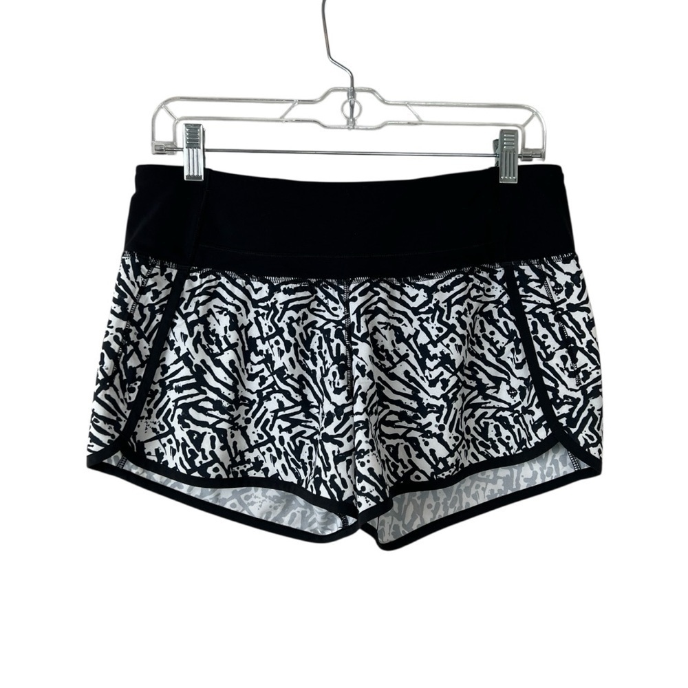 Lululemon Run Times Short 4 Way Stretch 4” Brushed Animal White Black